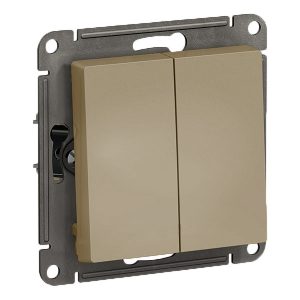 Двухклавишный выключатель SE AtlasDesign 10A, шампань [уп 10 шт]