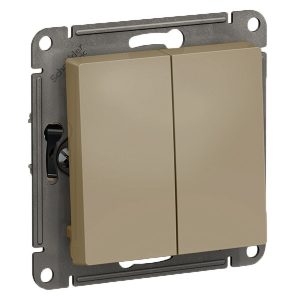 Двухклавишный переключатель SE AtlasDesign 10A, шампань [уп 10 шт]