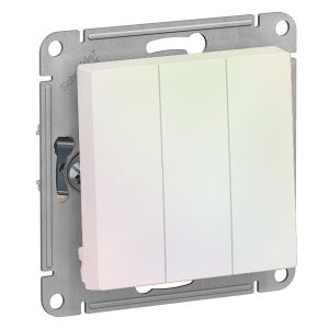 Трехклавишный выключатель SE AtlasDesign 10A, жемчуг [уп 10 шт]