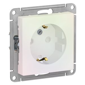 Розетка с заземлением со шторками SE AtlasDesign 16А, жемчуг [уп 10 шт]