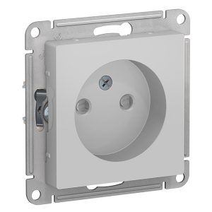 Розетка без заземления со шторками SE AtlasDesign 16А, алюминий [уп 10 шт]