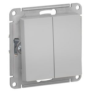 Двухклавишный переключатель SE AtlasDesign 10A, алюминий [уп 10 шт]