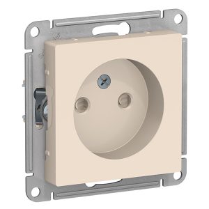 Розетка без заземления со шторками SE AtlasDesign 16А, бежевый [уп 20 шт]