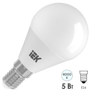 Лампа светодиодная шарик ИЭК ECO G45 5Вт 220В 4000K E14 холодный свет