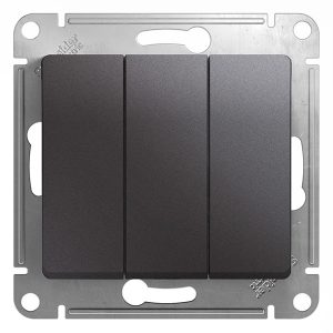 Трехклавишный выключатель SE Glossa 10A механизм, графит