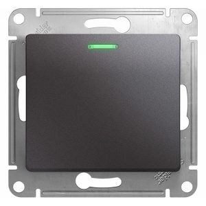 Одноклавишный переключатель с подсветкой SE Glossa 10A механизм, графит