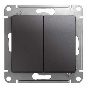 Двухклавишный переключатель SE Glossa 10A механизм, графит