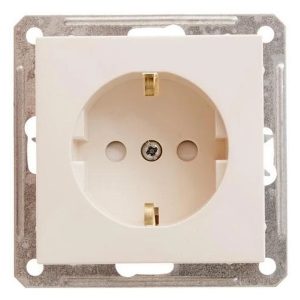 Розетка с заземлением со шторками SE W59 16А Aqua IP44, слоновая кость (бежевый)