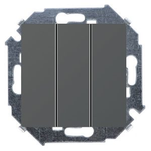 Выключатель трехклавишный Simon 15 10А 250В винтовой зажим, графит