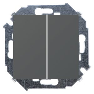 Выключатель двухклавишный Simon 15 16А 250В винтовой зажим, графит