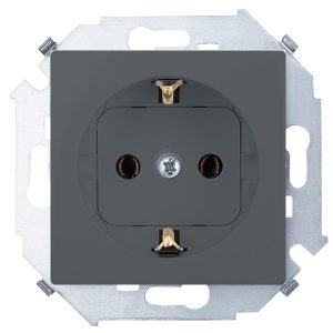 Розетка с заземлением Simon 15 Schuko 16А 250В винтовой зажим, графит