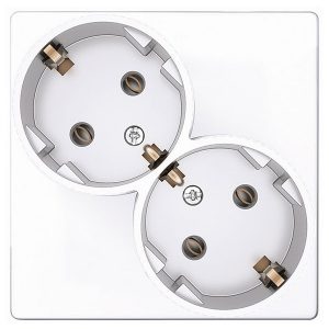 Розетка Simon 24 Harmonie 2х2К+З Schuko без защитных шторок, белый