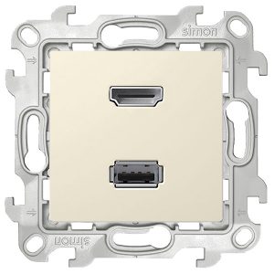 Розетка HDMI+USB Simon 24 Harmonie 2.0 для передачи данных, слоновая кость (бежевый)