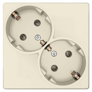 Розетка Simon 24 Harmonie 2х2К+З Schuko без защитных шторок, слоновая кость (бежевый)