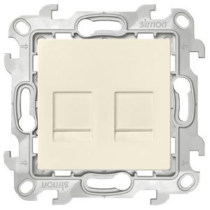 Розетка компьютерная Simon 24 Harmonie 2хRJ45 кат 5е UTP, слоновая кость (бежевый)
