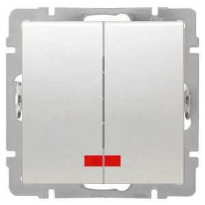 Выключатель 2-клавишный Экопласт с индикаторами 16 A 250 B LK80, белый