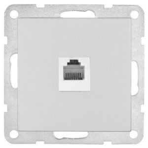Розетка телефонная Экопласт RJ-11 с накладкой LK80, белый