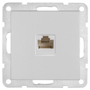 Розетка компьютерная Экопласт RJ-45 кат.5е с накладкой LK80, белый