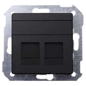 Адаптер со шторками Simon 82 на 2 коннектора UTP (RJ45) SYSTIMAX, графит