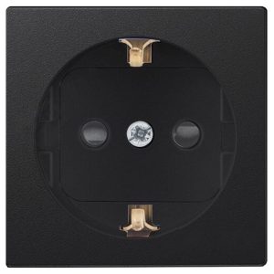 Накладка Simon 82 на розетку двухполюсную 2П+З Schuko с защитными шторками, графит