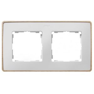 Рамка 2 поста Select Simon 82 Detail, белый-дерево (Бук)