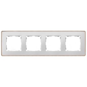 Рамка 4 поста Select Simon 82 Detail, белый-дерево (Бук)