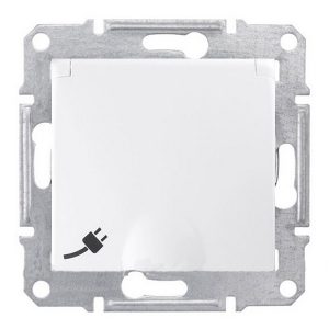 Розетка IP44 2Р+Е 16А с крышкой со шторками быстрозажимные контакты Sedna белая
