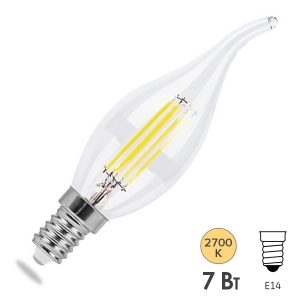Лампа филаментная светодиодная свеча на ветру Feron LB-167 7W 2700K 230V E14 740lm DIM filament