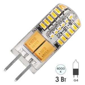 Лампа светодиодная капсула Feron LB-422 3W 4000K 12V G4 240Lm 11x38mm белый свет