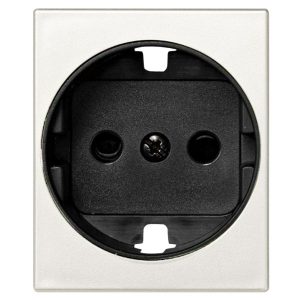 Накладка с защитными шторками Simon 82C на розетку с заземлением широкий модуль, белый