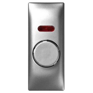 Накладка на светорегулятор Simon 82C поворотно-нажимной с подсветкой узкий модуль, алюминий