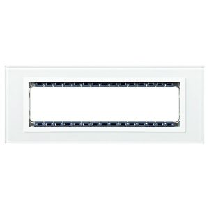 Рамка Simon 82C (+суппорт) 8 узких (4 широких) модулей Nature Стекло, натуральный-белый