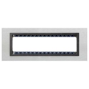 Рамка Simon 82C (+суппорт) 8 узких (4 широких) модулей Nature Металл, нержавеющая сталь-графит