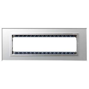 Рамка Simon 82C (+суппорт) 8 узких (4 широких) модулей Nature Металл, алюминий-алюминий
