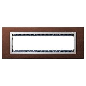 Рамка Simon 82C (+суппорт) 8 узких (4 широких) модулей Nature Дерево, венге-алюминий