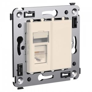 Компьютерная розетка RJ-45 в стену DKC Avanti кат.5e одинарная, ванильная дымка