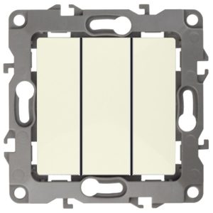 Выключатель тройной ЭРА 10АХ-250В IP20 12, слоновая кость 12-1107-02 (бежевый)