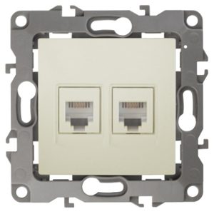 Розетка телефонная двойная ЭРА 2XRJ11 IP20 12, слоновая кость 12-3106-02 (бежевый)