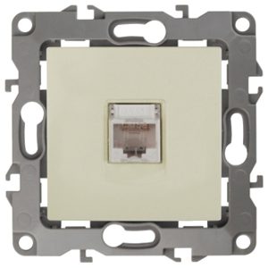 Розетка информационная ЭРА RJ45 кат.5е IP20 12, слоновая кость 12-3107-02 (бежевый)