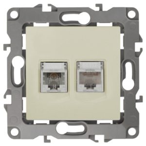 Розетка комбинированная ЭРА RJ45 кат.5е +RJ11 IP20 12, слоновая кость 12-3109-02 (бежевый)