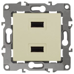 Устройство зарядное USB ЭРА 230В/5В-2100мА IP20 12, слоновая кость 12-4110-02 (бежевый)