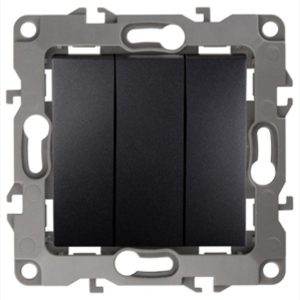 Выключатель тройной ЭРА 10АХ-250В IP20 12, антрацит 12-1107-05