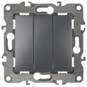 Выключатель тройной ЭРА 10АХ-250В IP20 12, графит 12-1107-12