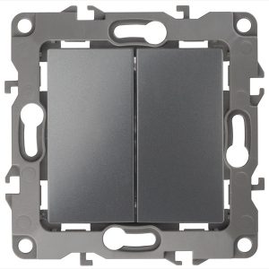 Переключатель двойной ЭРА 10АХ-250В IP20 12, графит 12-1106-12
