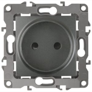 Розетка ЭРА 2P 16A-250В IP20 12, графит 12-2105-12