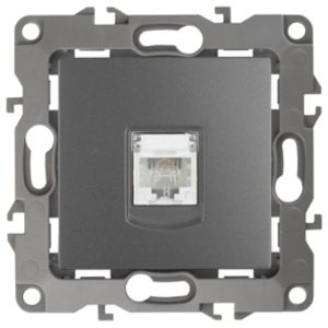 Розетка телефонная ЭРА RJ11 IP20 12, графит 12-3105-12