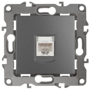 Розетка информационная ЭРА RJ45 кат.5е IP20 12, графит 12-3107-12