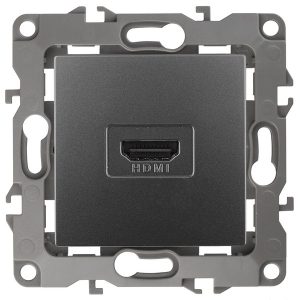 Розетка ЭРА HDMI IP20 12, графит 12-3114-12