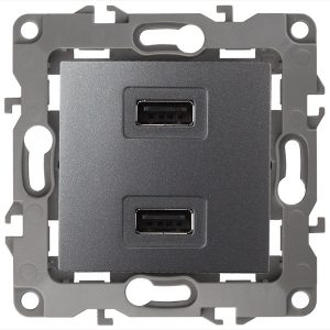 Устройство зарядное USB ЭРА 230В/5В-2100мА IP20 12, графит 12-4110-12