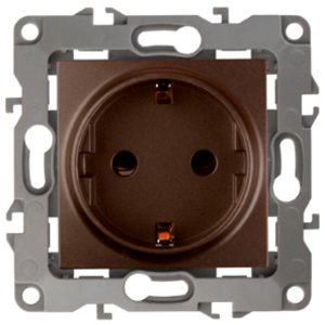 Розетка ЭРА 2P+E Schuko со шторками 16A-250В IP20 12, бронза 12-2102-13
